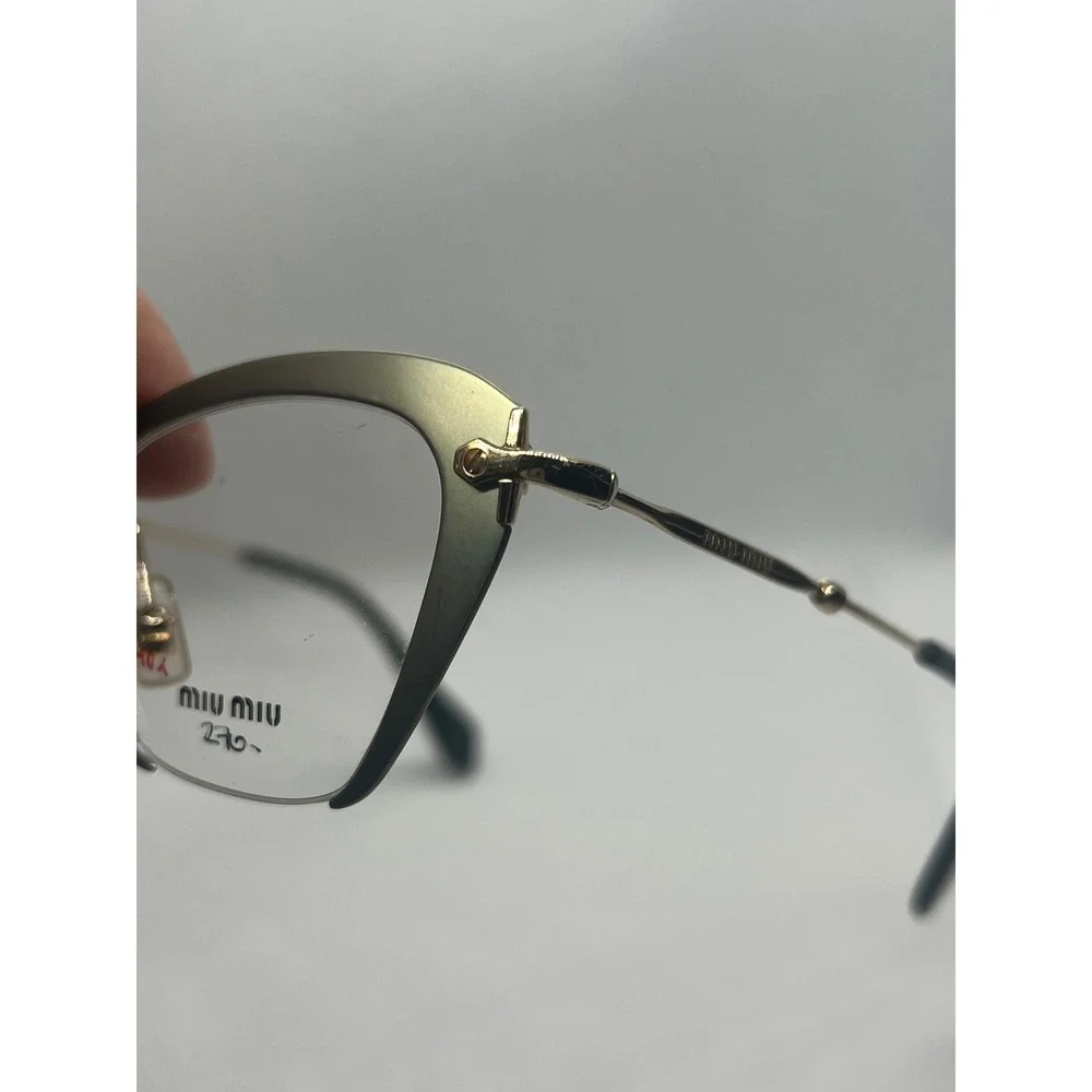 Miu Miu VMU54O Cat Eye Glasses‎ Frames Designer Eyeglasses Gold Green Womens